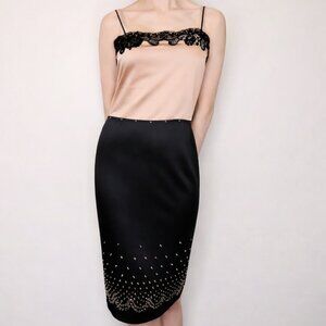 ALEXANDER WANG Lace Trim Embellished Studded Satin Slip Dress - Size 2